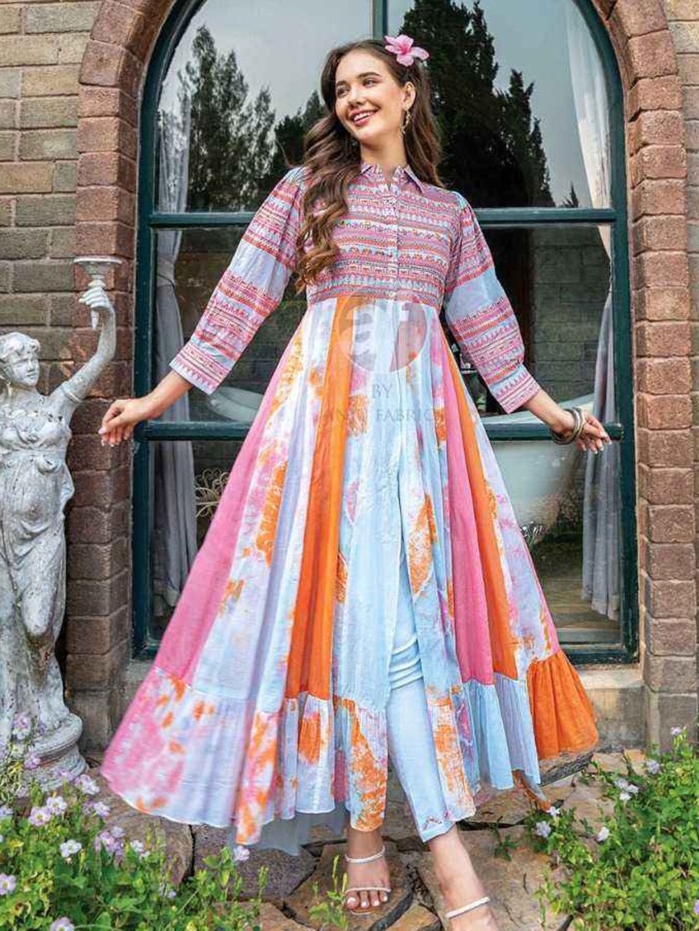 Fashion For You Boho Maxi Shirt Dress Duster Open Front Colorful India 2XL